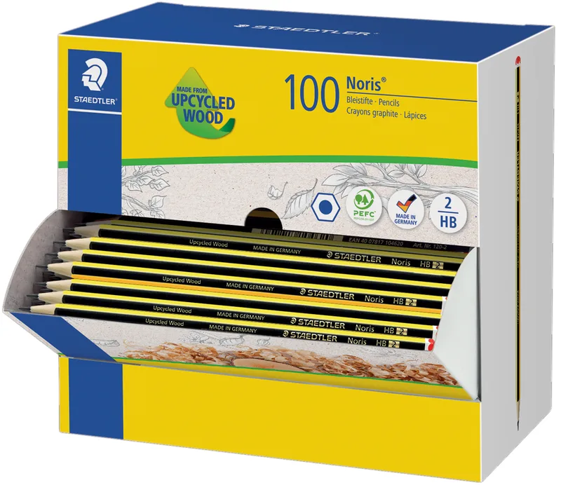 Bleistift, sechseckig, HB, 100er Display von Staedtler – Produktfoto