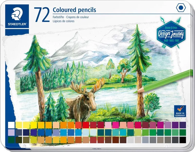 Design Journey kleurpotloden - metalen etui 72 kleuren de Staedtler en Multicolore – photo produit