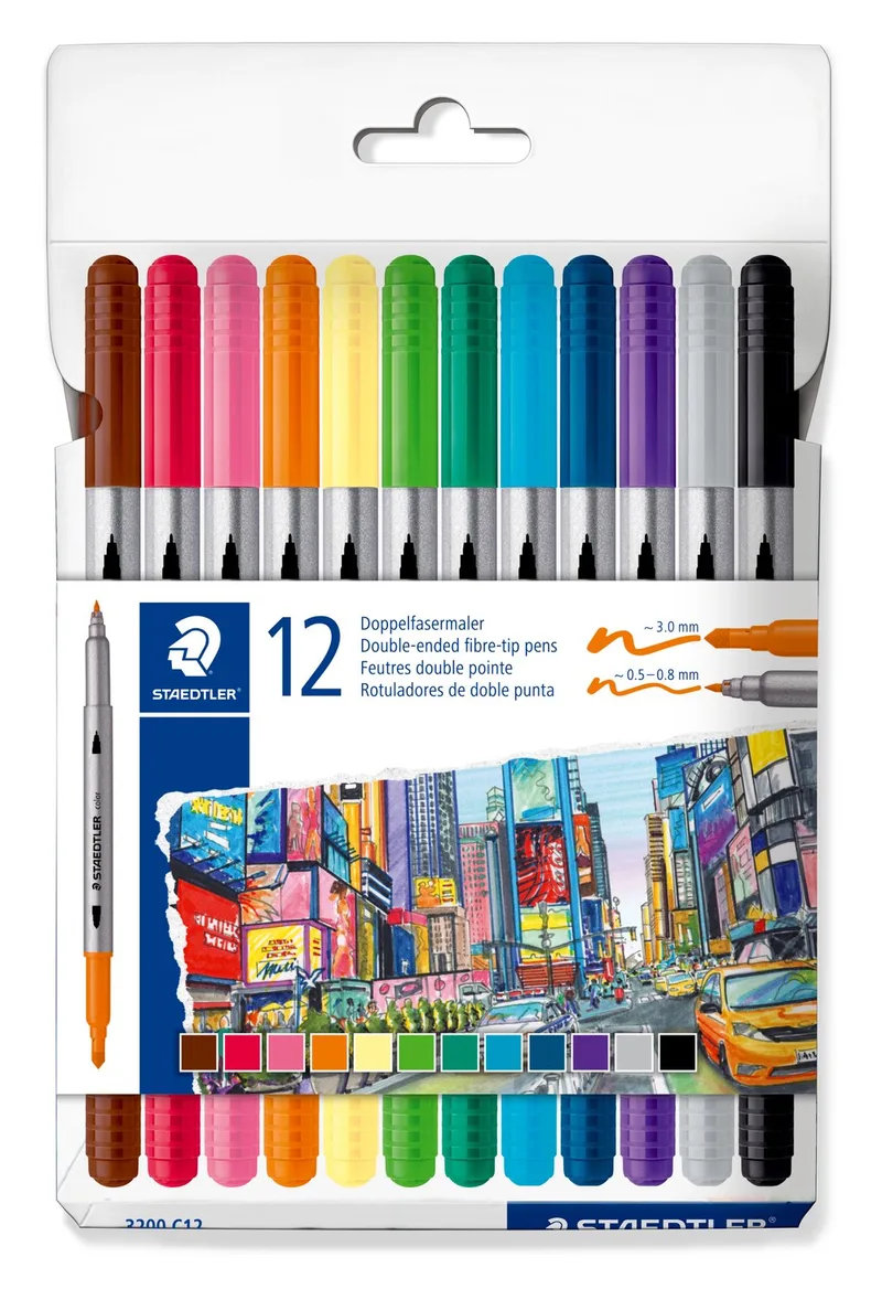 Dual-Tip Markers, 12 Assorted de Staedtler – photo produit