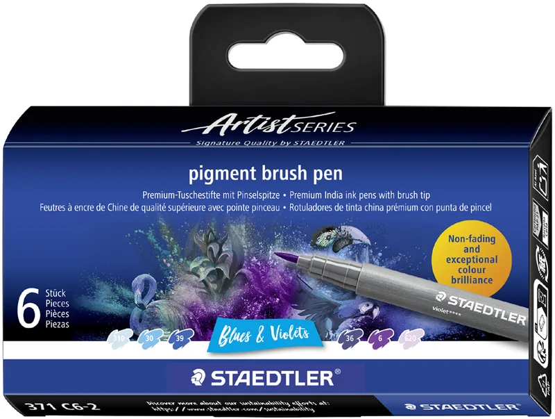 Fasermaler pigment brush pen , Blues & Violets by Staedtler – product photo