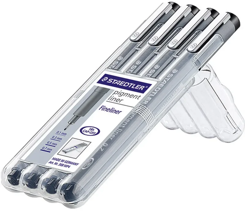 Fineliner Staedtler Pigment 308 zwart set 4 stuks de Staedtler – photo produit 2 sur 2