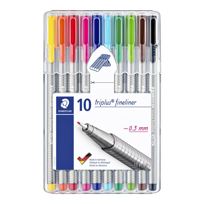Fineliner staedtler triplus 334 0.3mm ass 10st | 10 stuks de Staedtler – photo produit