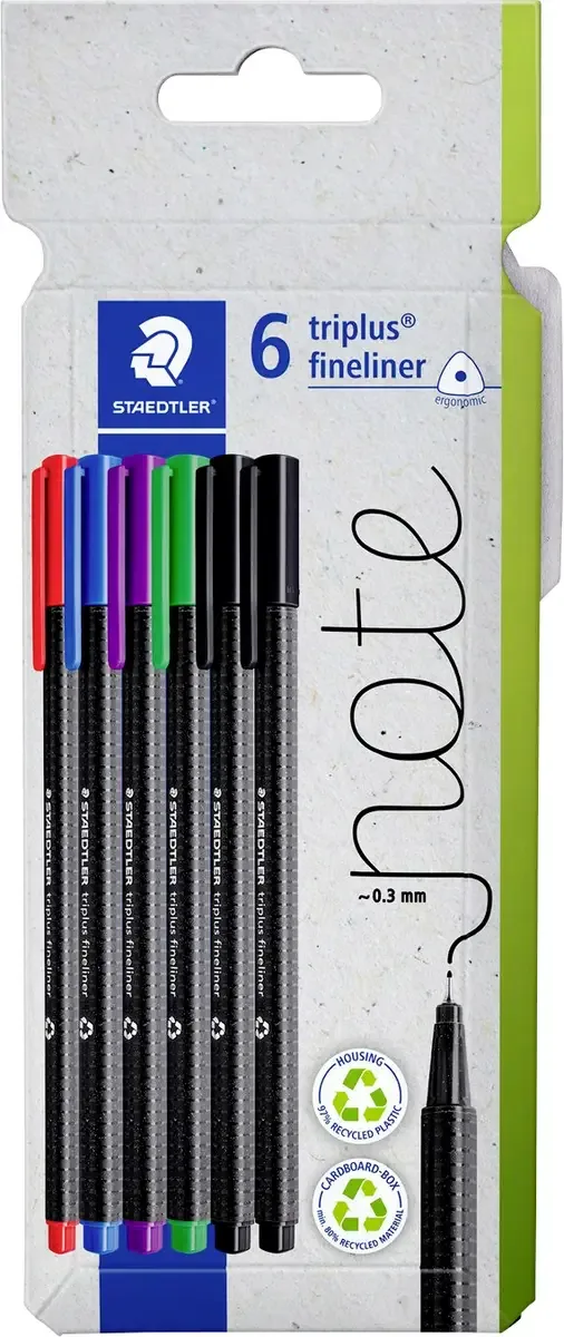Fineliner triplus rPP, 6 Stück von Staedtler – Produktfoto 1 von 2