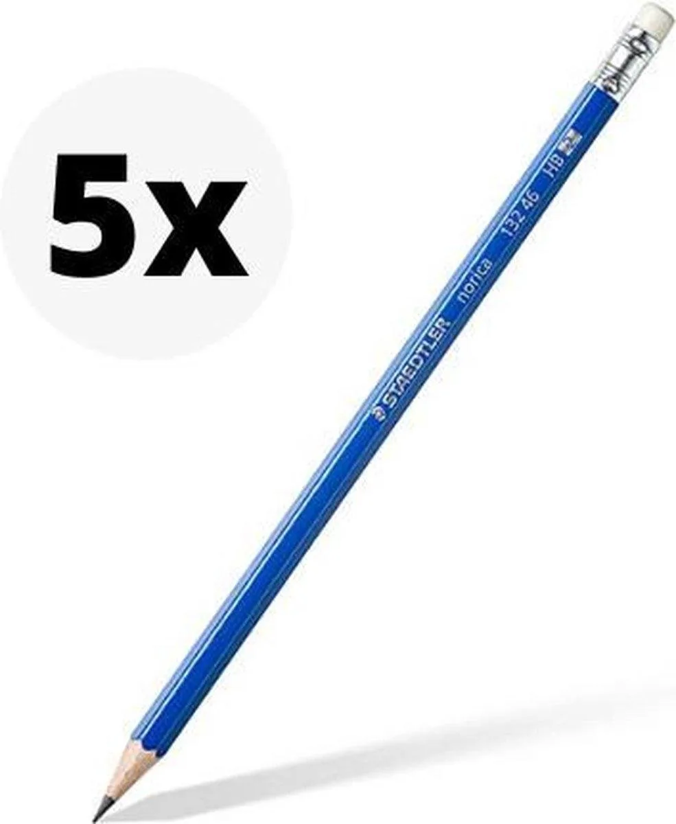 HB potlood Norica - 5 stuks - Met gum fra Staedtler i Blå – produktbillede
