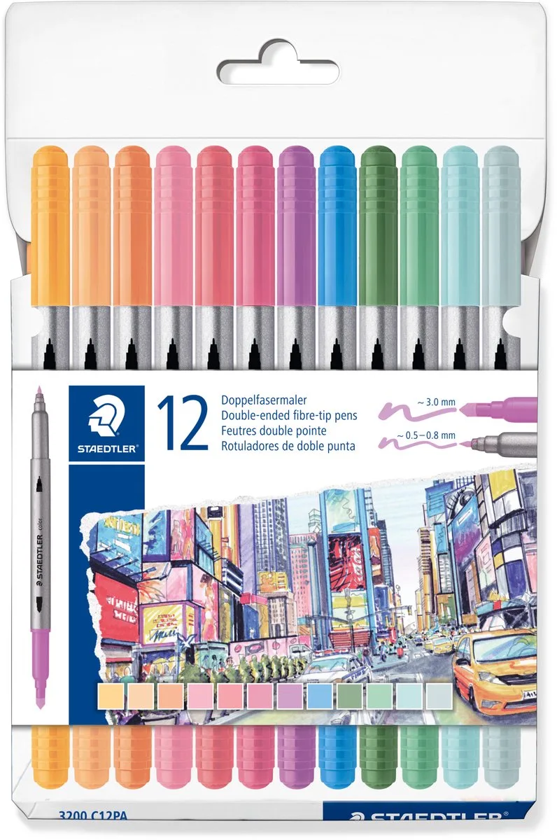 kleurstiften dubbele punt - 12 pastelkleuren de Staedtler en Multicolore – photo produit