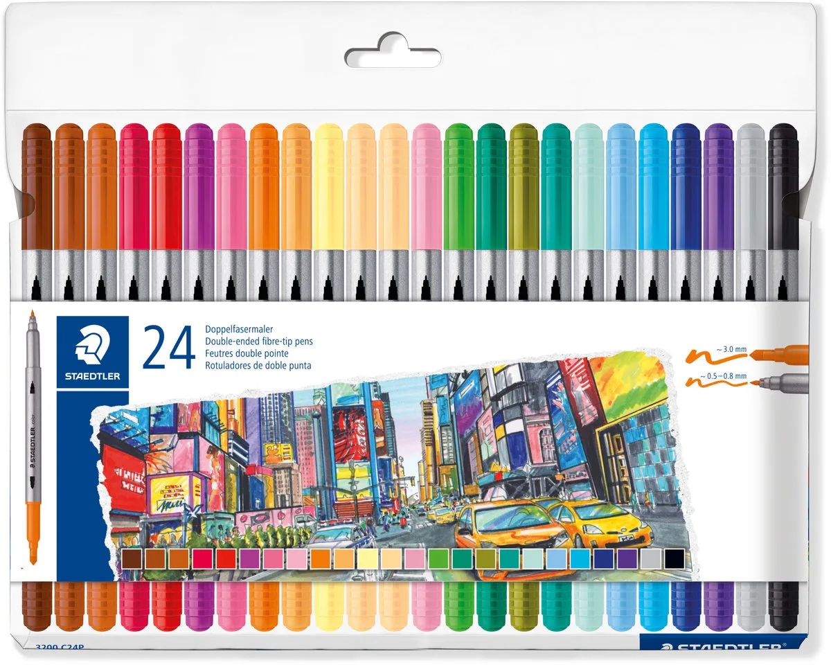 kleurstiften dubbele punt - 24 kleuren van Staedtler in Meerkleurig – productfoto