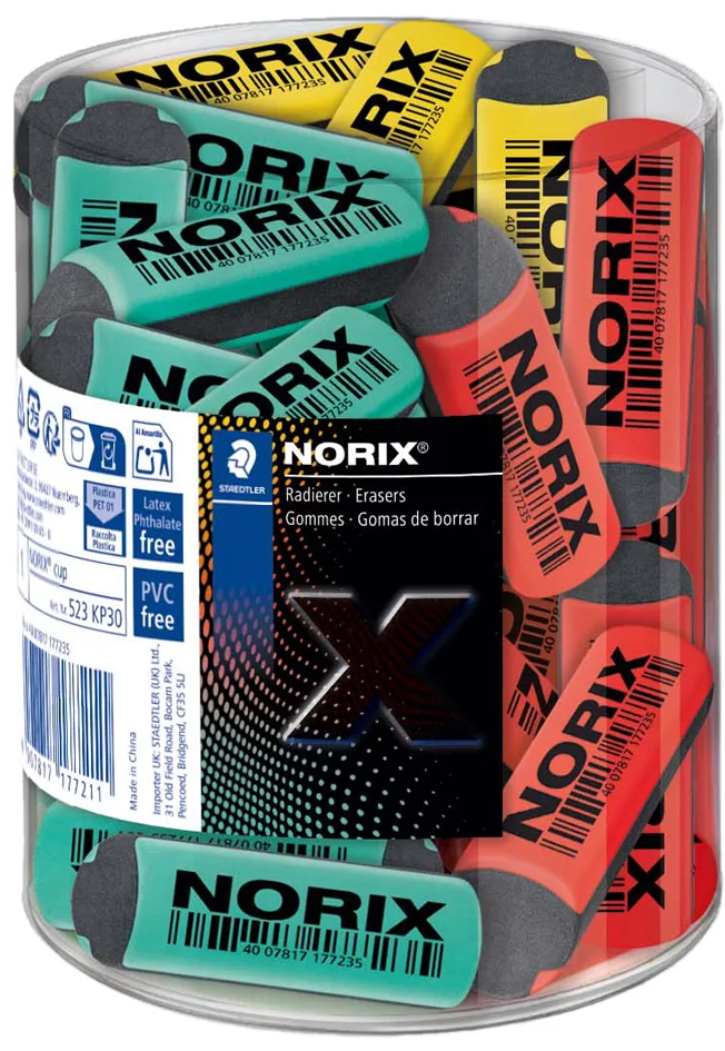 Kunststoff-Radierer NORIX, 30er Display von Staedtler – Produktfoto