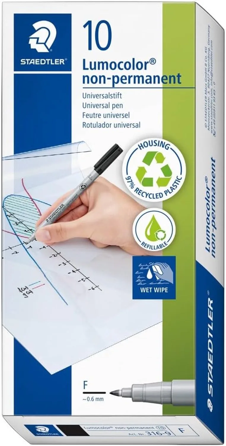 Lumocolor 316-9X Viltstift Watervast, F 0.6mm, 5 stuks de Staedtler en Noir – photo produit