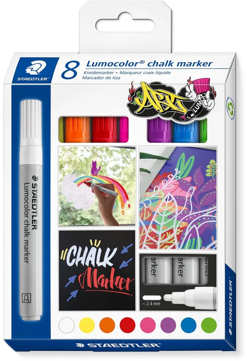 Lumocolor chalk marker set 8 kleuren van Staedtler in 8 kleuren – productfoto