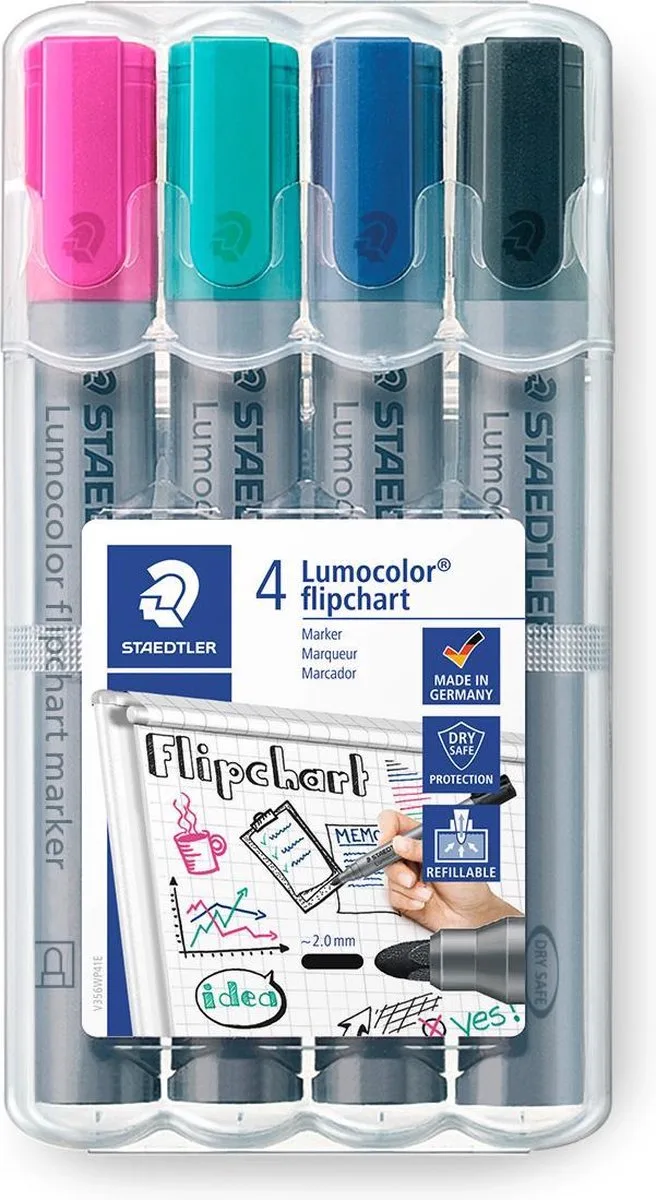 Lumocolor flipchart marker - Box 4 st new col. van Staedtler in Meerkleurig – productfoto