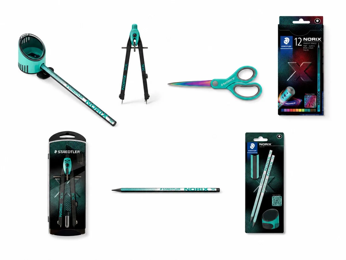 Noris Back to School - Schoolset - Potloden, Kleurpotloden, Passer en Schaar van Staedtler in Groen – productfoto