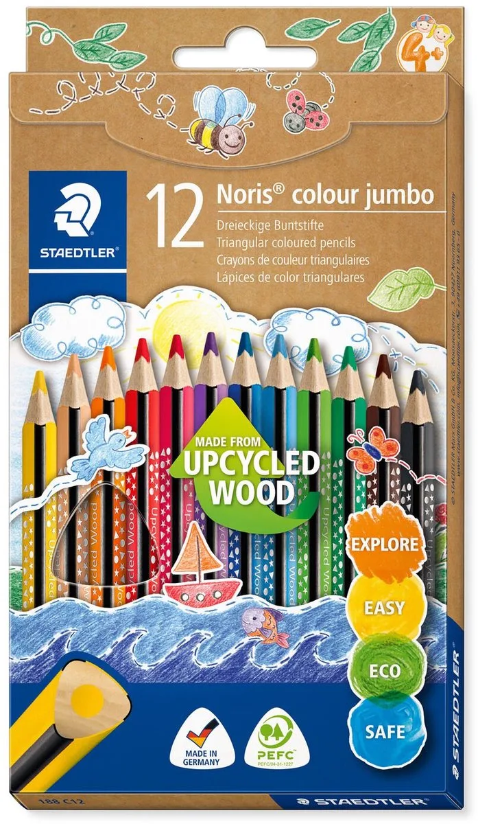 Noris Colour Jumbo kleurpotlood etui van 12 stuks van Staedtler in Assortiment 12 kleuren – productfoto
