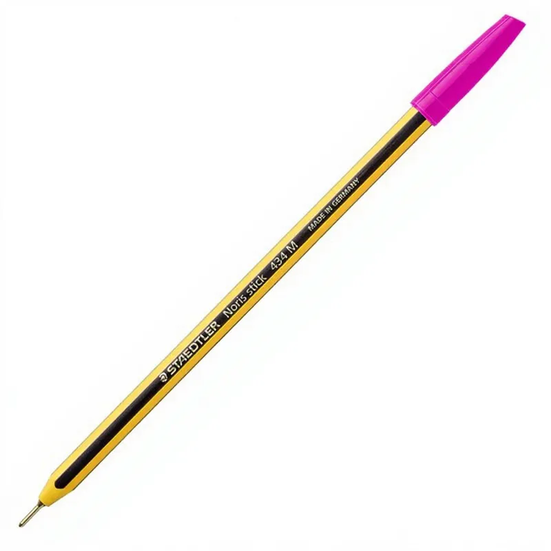 Noris Stick - magentafarbener Kugelschreiber mit langer Messingspitze, sechskantiger Schaft, 10er-Pack von Staedtler – Produktfoto