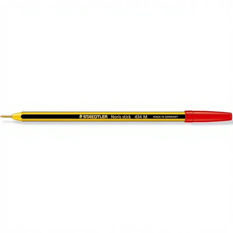 Noris Stick roter Kugelschreiber mit langer Messingspitze, sechskantigem Schaft, Rot, 20 Stück von Staedtler – Produktfoto