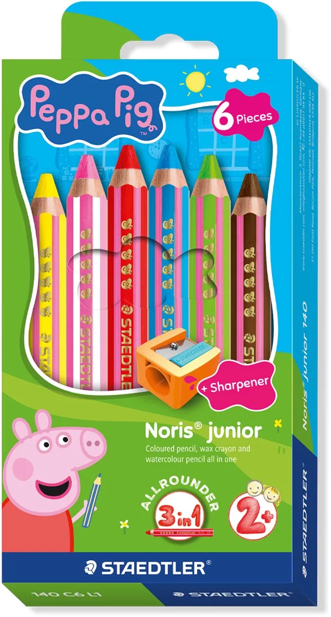 Peppa Pig x Noris junior 3-in-1 kleurpotlood - set 6 st de Staedtler en Multicolore – photo produit