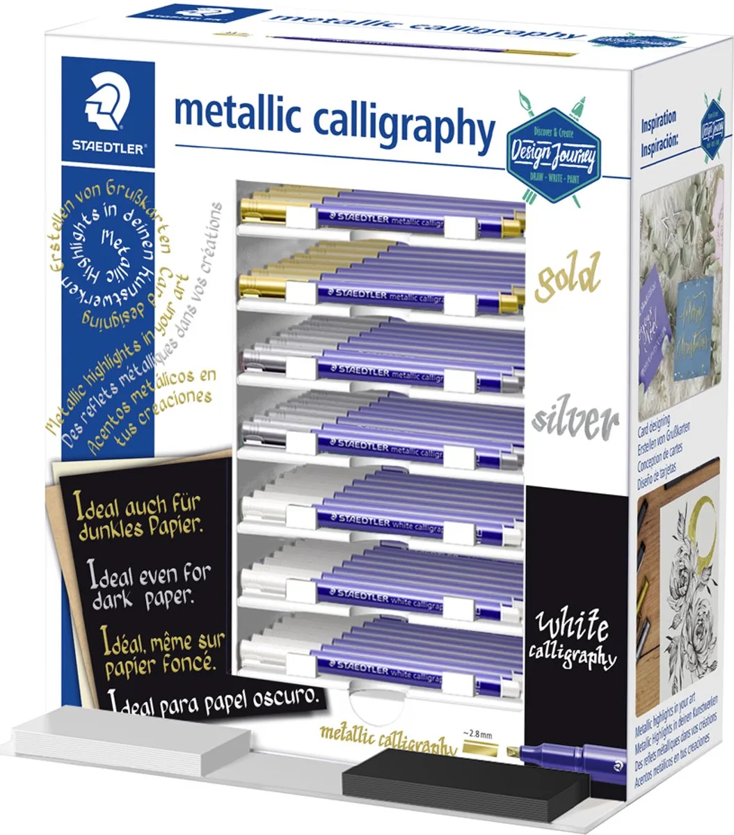 Permanent markers metallic kalligrafie, 70-delige display van Staedtler in Goud – productfoto