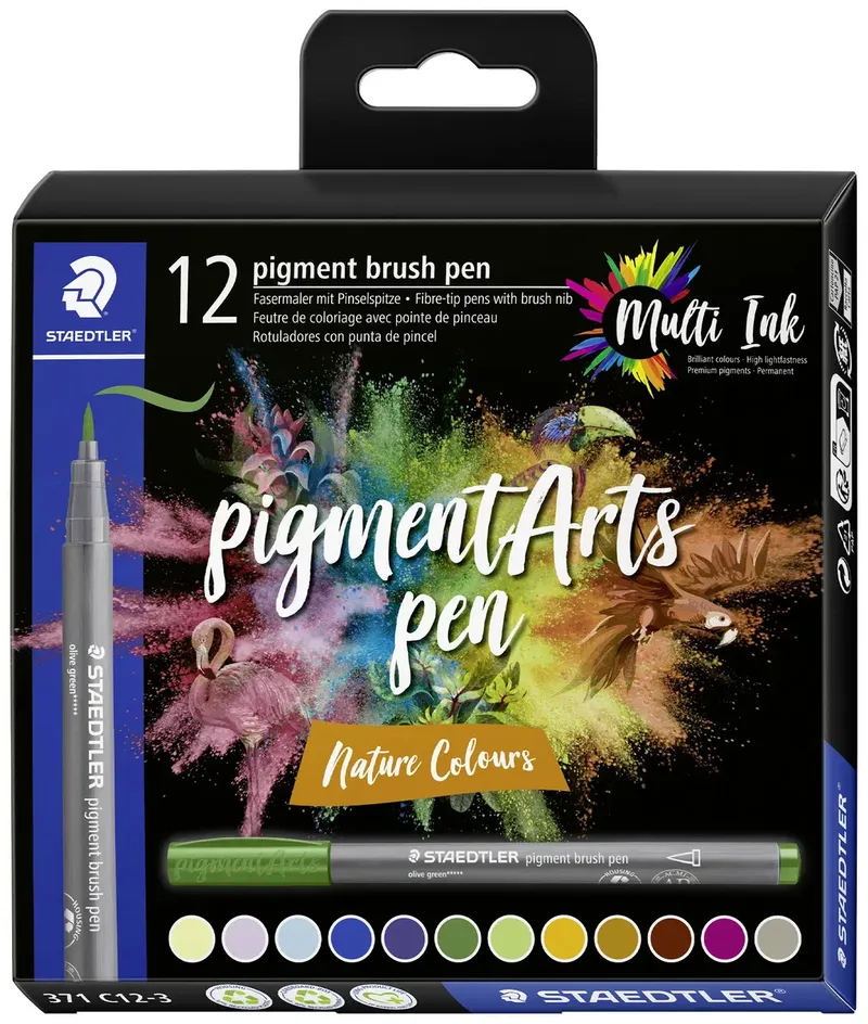 pigment brush pen Nature Colour 371 C12-3 Fineliner farbig, Natur 12 St. de Staedtler – photo produit