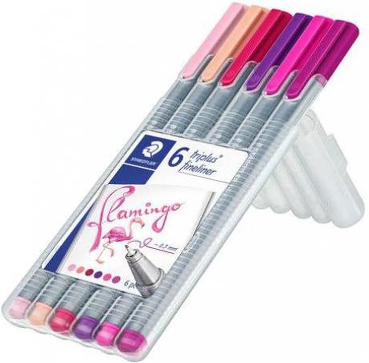 triplus fineliner - Box 6 st flamingo colours van Staedtler in Multi: 6 kleuren – productfoto