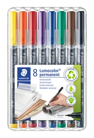 Viltstift Staedtler Lumocolor 313 permanent S set à 8 stuks assorti van Staedtler – productfoto 1 van 3