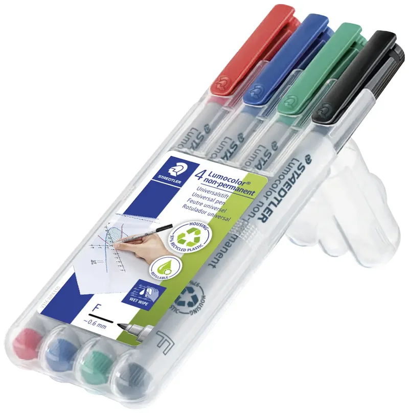 Viltstift Staedtler Lumocolor 316 non permanent F set à 4 stuks assorti van Staedtler – productfoto 3 van 3