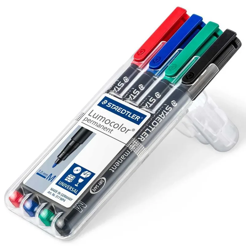 Viltstift Staedtler Lumocolor 317 permanent M set à 3 +1 stuk gratis van Staedtler – productfoto 2 van 6