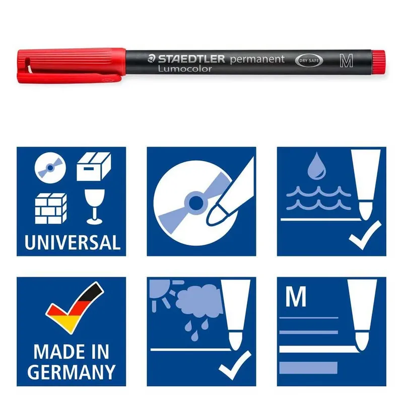 Viltstift Staedtler Lumocolor 317 permanent M set à 3 +1 stuk gratis van Staedtler – productfoto 6 van 6