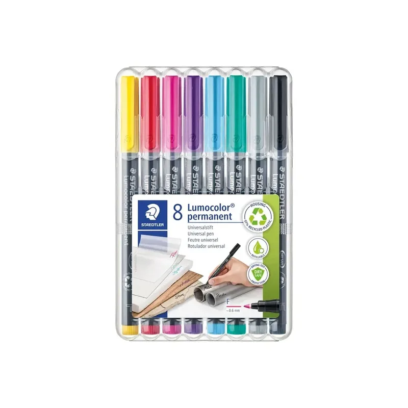 Viltstift Staedtler Lumocolor 318 permanent F set à 8 kleuren by Staedtler – product photo 2 of 5
