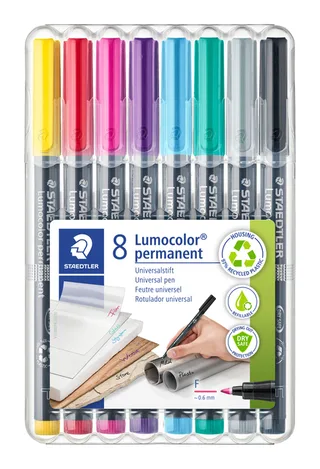 Viltstift Staedtler Lumocolor 318 permanent F set à 8 kleuren by Staedtler – product photo 1 of 5