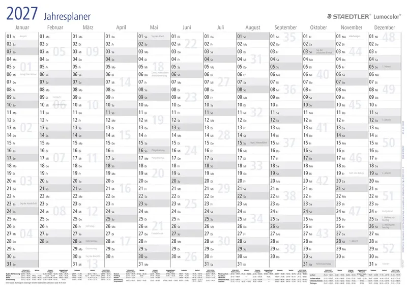 Wandkalender Lumocolor 641 YP 641 YPA3DE DIN A3 14 Monate/1 Seite 1 St. van Staedtler – productfoto