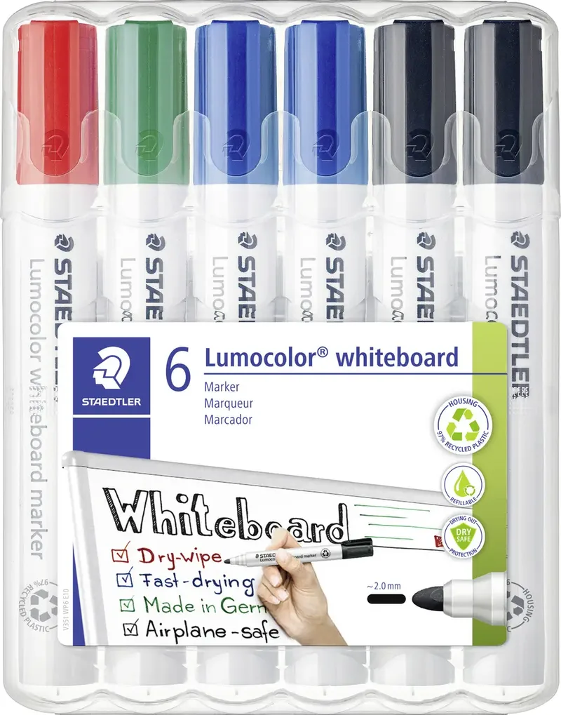 Whiteboardmarker Lumocolor 6St Box 351 WP6 X Whiteboardmarker Set Rot, Blau, Grün, Schwarz 6 St. de Staedtler – photo produit