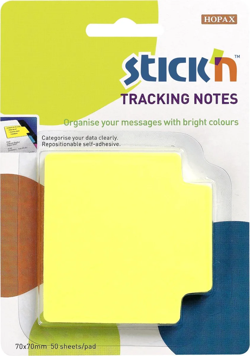 Bladwijzer - Bookmark - Sticky Notes - 70x70mm - 50 Index tabs van Stick'n in Neon geel – productfoto