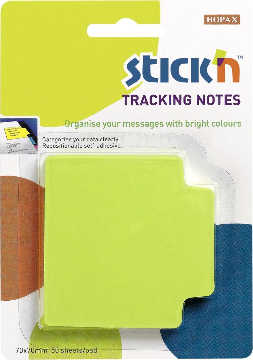 Bladwijzer - Bookmark - Sticky Notes - 70x70mm - 50 Index tabs van Stick'n in Neon groen – productfoto