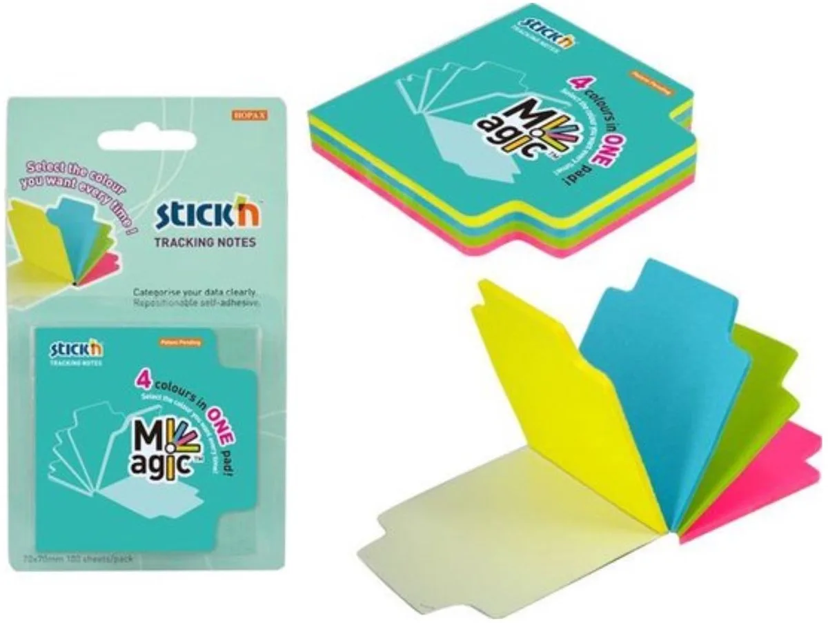 Bladwijzer - Bookmark - Sticky Notes - 70x70mm - Neon Kleuren - 100 Index Tabs van Stick'n in Neon geel – productfoto