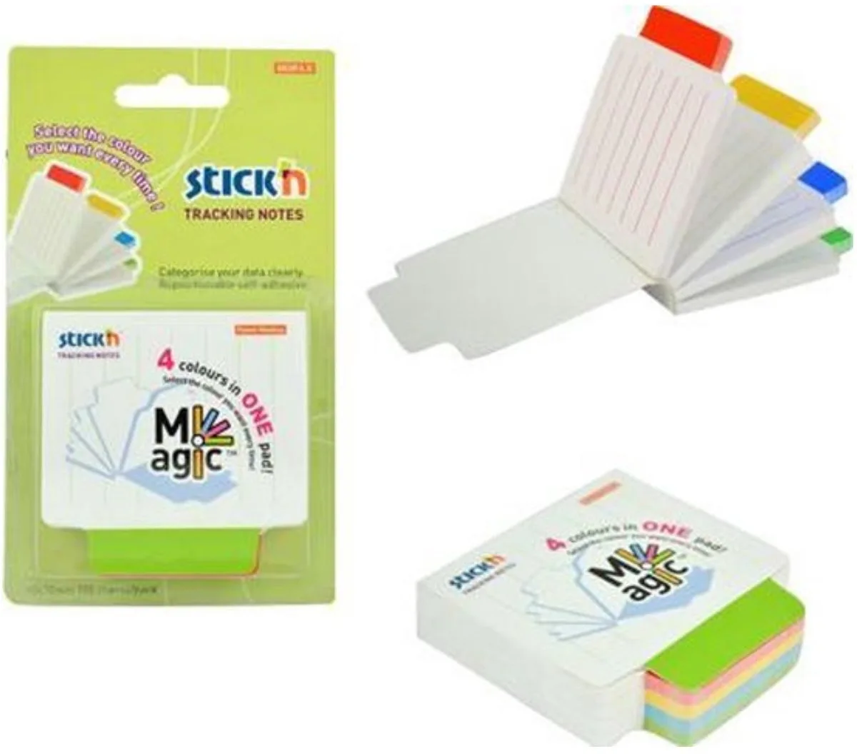Bladwijzers - Bookmark - sticky notes - 70x70mm - Gelinieerd - 100 index tabs van Stick'n in Gemengd – productfoto
