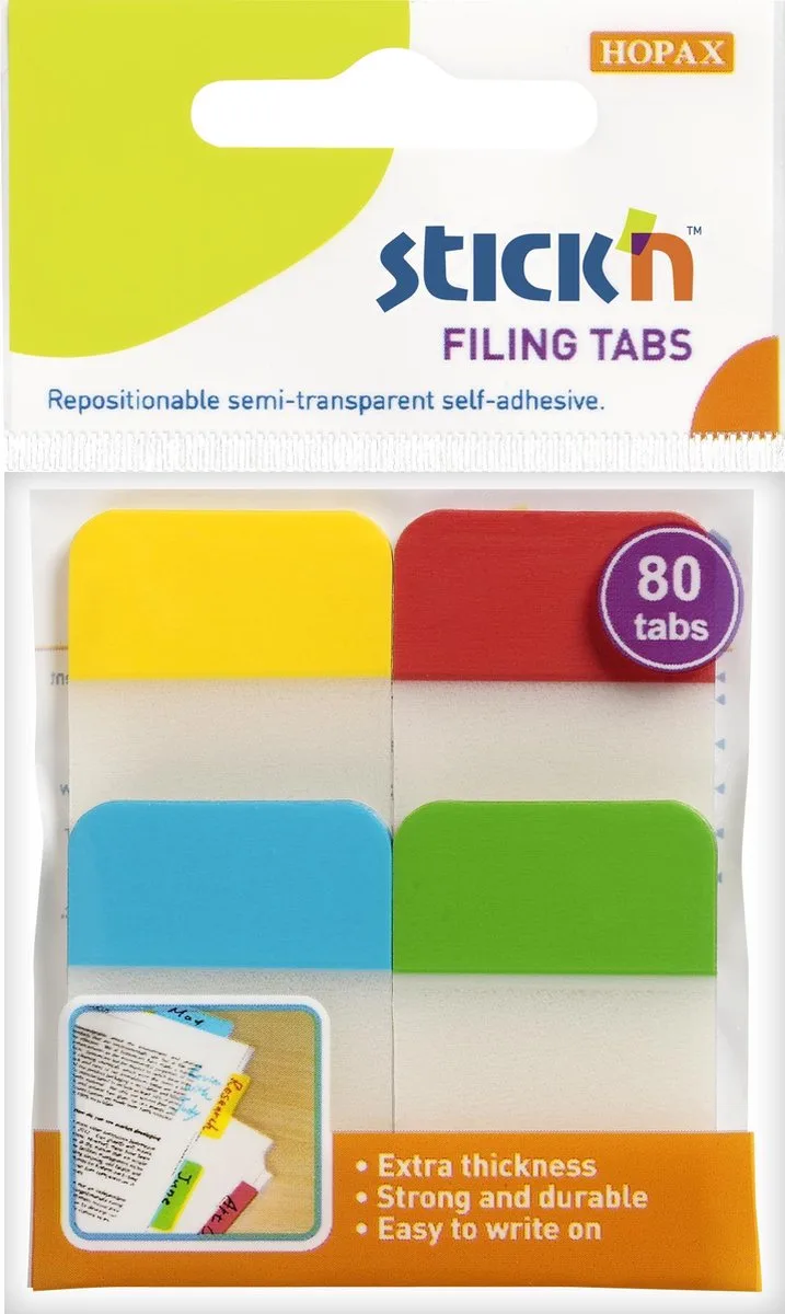 Bladwijzers - Sticky Notes - 38 x 25 mm - 4 Kleuren - 80 Index Tabs van Stick'n in Gemengd Klein – productfoto