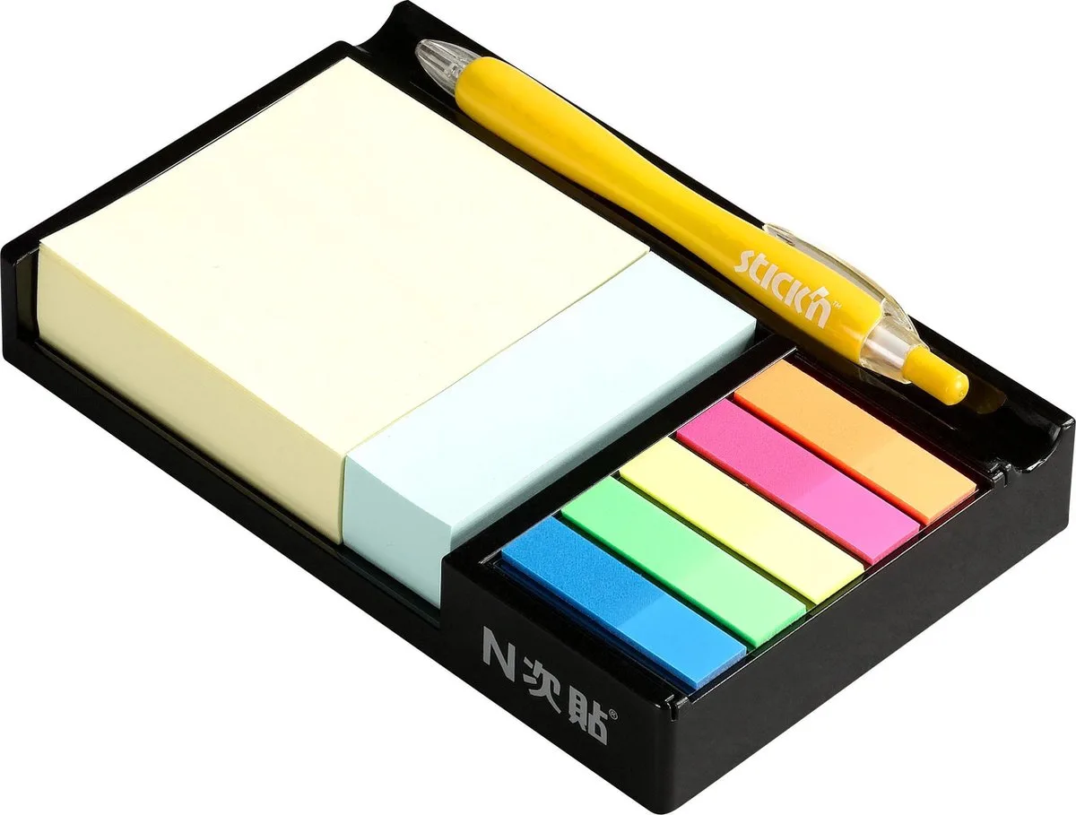 Bureauhouder Memoblok - 76x76mm & 76x25mm - Film Index 45x12mm van Stick'n in Gemengd – productfoto
