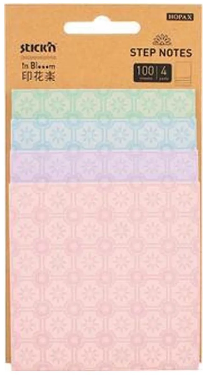 Decoratie Sticky Notes - 4 Maten - 4 Verschillende Pastel Kleuren - 100 Memoblaadjes van Stick'n in Pastel roze – productfoto