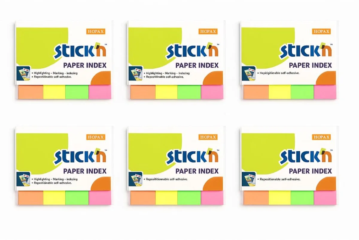 Index Notes Papier - 50x20mm - Neon Fluorescerend - 50 Tabs per kleur - 6 Stuks van Stick'n in Neon oranje – productfoto