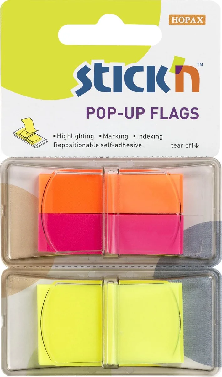 Index Tabs - 45x12mm - Neon Oranje/Magenta - 45x25mm - Neon Geel - 130 Memoblaadjes de Stick'n en Oranje magenta – photo produit