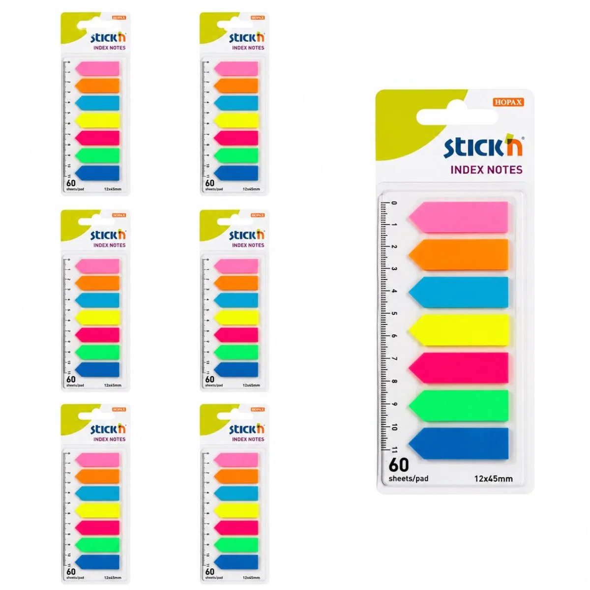 Index Tabs - 6-Pack - 45x12mm - Flexibele Liniaal - 1200 Sticky Notes - Bladwijzer by Stick'n in Paarse pijl – product photo