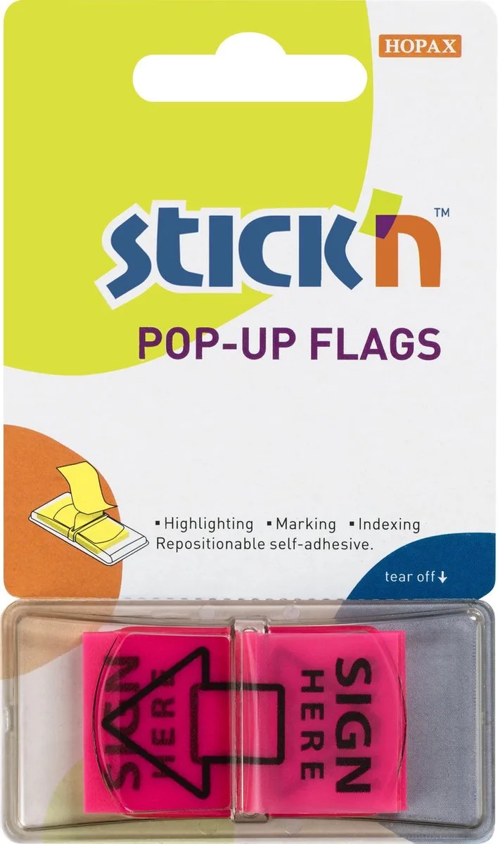 Index Tabs - Handtekening Wijzer - 45x25mm - Neon - 50 Sticky Notes van Stick'n in Paars – productfoto