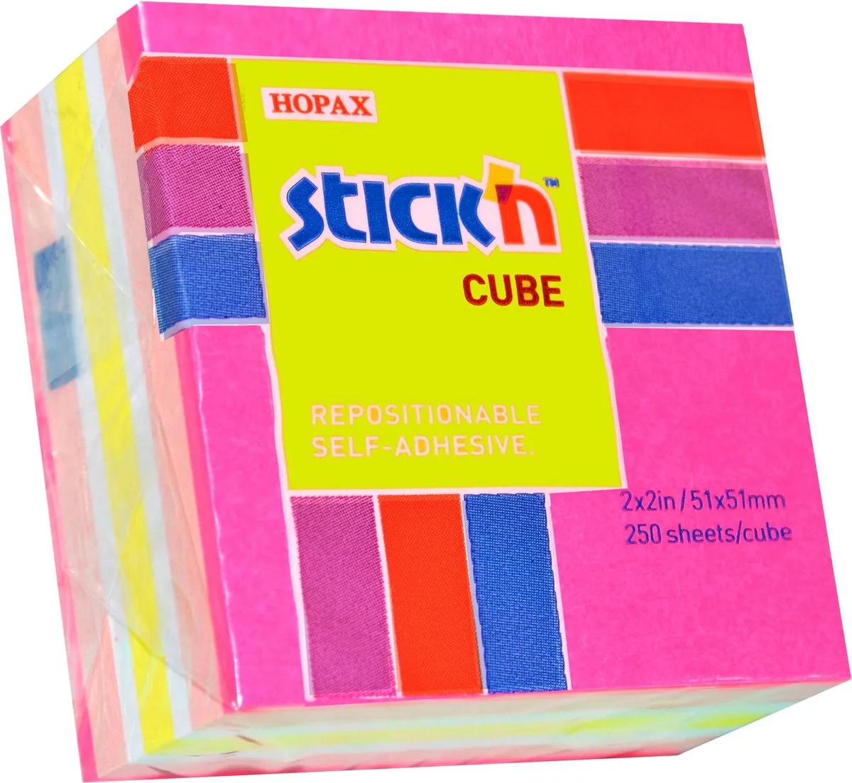 Kleine Kubus - 50x50mm - Mix - 250 sticky notes von Stick'n in Rosa – Produktfoto
