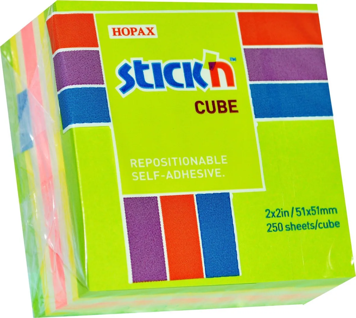 Kleine Kubus - 50x50mm - Neon Pastel - 250 Sticky notes von Stick'n in Grün – Produktfoto