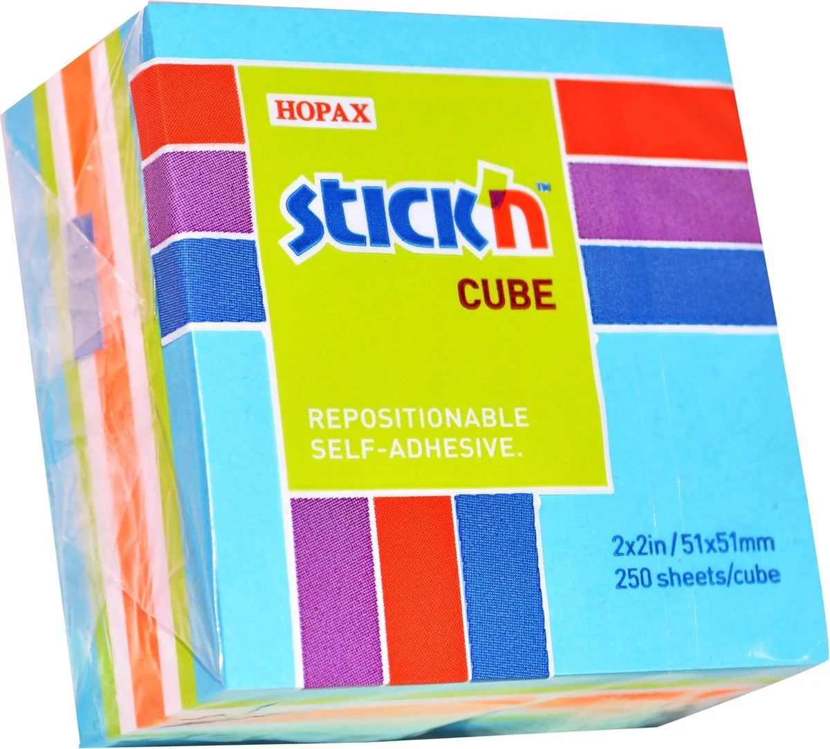 Kleine Kubus - Neon Pastel - 250 Sticky Notes - Memoblok - 50x50mm van Stick'n in Blauw – productfoto