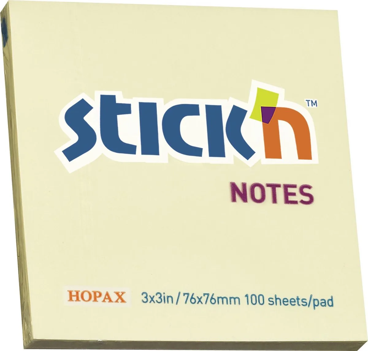 memoblok - 76x76mm - 100 sticky notes - memoblaadjes von Stick'n in Pastel geel – Produktfoto