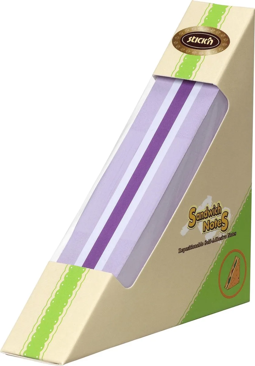 Memoblok Kubus - Sandwich - 99x99mm - Neon - Pastel - Paars - Wit - 250 Sticky Notes de Stick'n en Neon pastel paars – photo produit