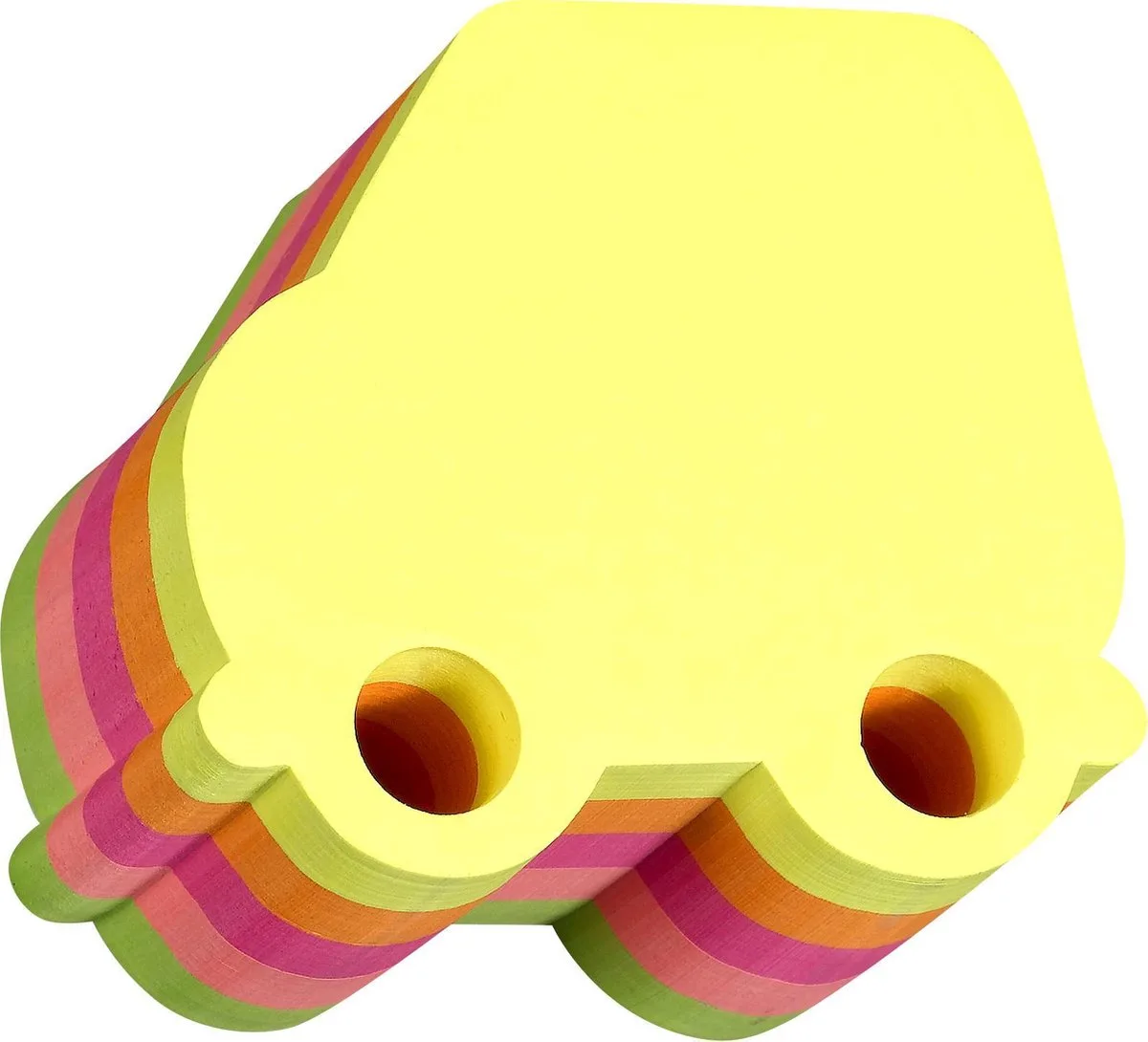 Memokubus - 70x70mm - Auto met Pennengat - Neon Kleuren - 400 sticky notes von Stick'n in Gemengd auto – Produktfoto