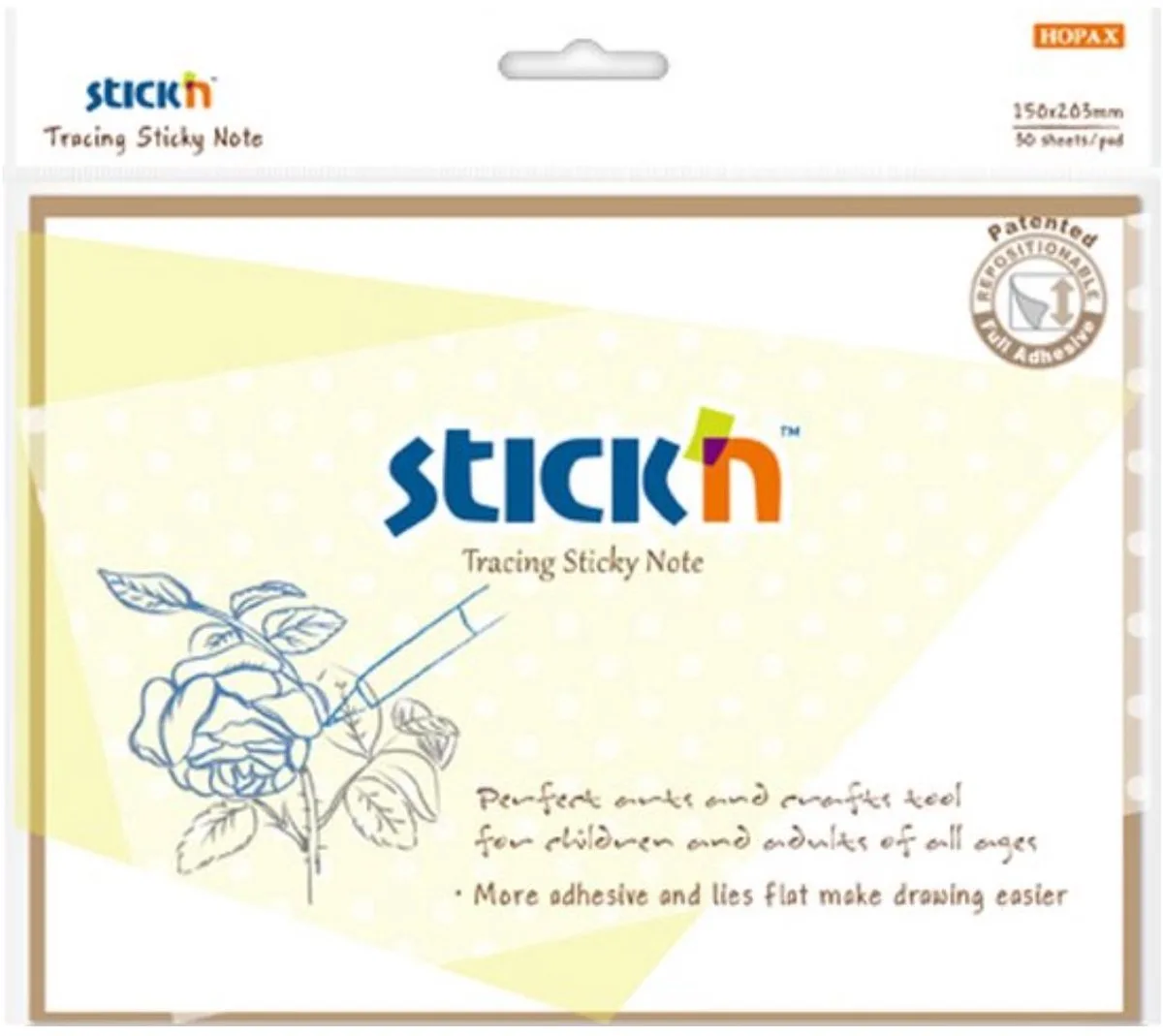 overtrekpapier - tracing paper - zelfklevend kalkpapier - transparant - 150x203mm - 30 sticky notes van Stick'n in Transparant wit groot – productfoto