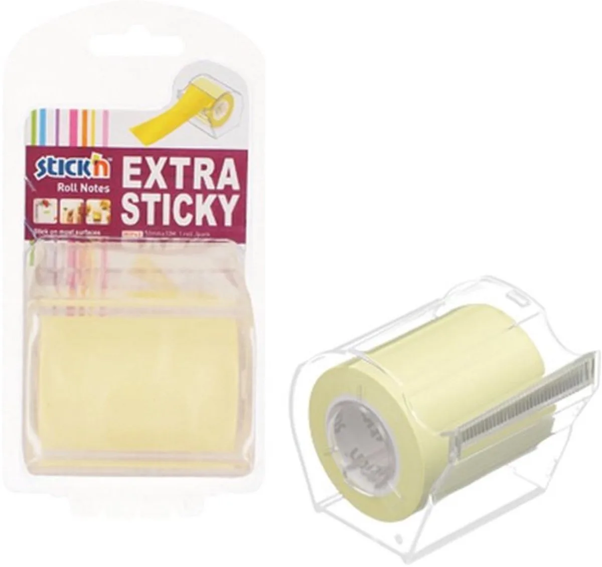 Roll Note - 50 mm x 10 m - Pastel Geel - Sticky Notes van Stick'n in Pastel geel + dispenser – productfoto