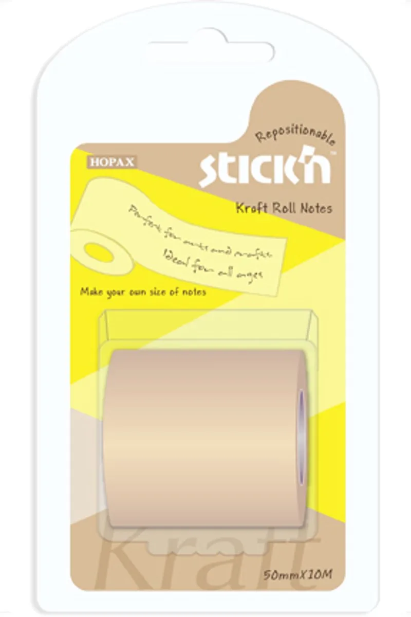 Roll Note Dispenser - Plakstrip - 50 mm x 10 m - Kraft - Sticky Notes van Stick'n in Bruin – productfoto